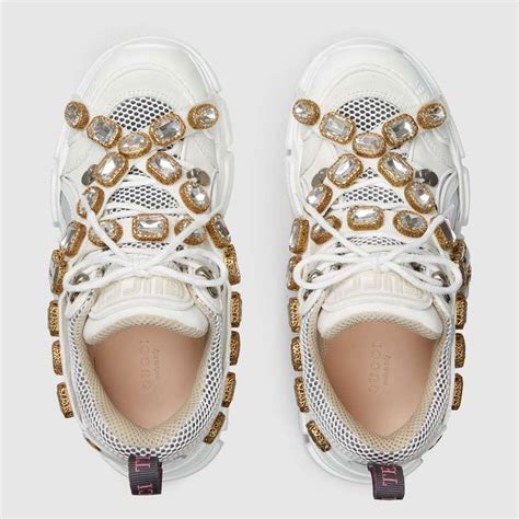 gucci crystal g shoes|Gucci flashtrek sneakers with crystals.